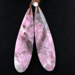 Natural Pink Tourmaline in Quartz Teardrop Cabochon Cab Pair Drilled Matched Earring Gemstone Bead Pair