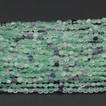 Natural Fluorite Micro Faceted 4mm Coin Flat Disc Dazzling Facets Small Stunning Gemmy Green Purple Gemstone Diamond Cut Gemstone 16" Strand
