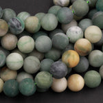 Natural African Green Jade Matte 8mm Round Beads Fine Quality Natural Green Jade Matte Finish 8mm Round Beads 16" Strand