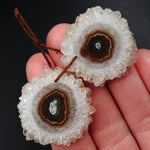 Natural Amethyst Stalactite Flower Earring Pair Cabochon Cab Pair Drilled Matched Earrings Bead Pair E3252