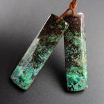Parrot Wing Chrysocolla Earring Pair Drilled Rectangle Natural Stone Earring Pair E2621