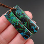 Parrot Wing Chrysocolla Earring Pair Drilled Rectangle Natural Stone Earring Pair E2618
