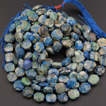 Azurite Beads Octagon Shape Faceted Square Nuggets Rare Energy Stone Genuine Real 100% Natural Blue Lightening Azurite Beads 16" Strand