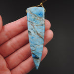 Apatite Pendant Unique Pattern Highly Polished Side Drilled Dagger Shaped Blue Natural Stone Pendant P1359
