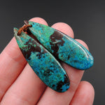 Parrot Wing Chrysocolla Earring Pair Drilled Teardrop Natural Stone Earring Pair E2578