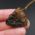 Genuine Moldavite Pendant Drilled Real Natural Green Moldavite Green Tektite Form Pendant P1348