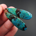 Parrot Wing Chrysocolla Earring Pair Drilled Teardrop Natural Stone Earring Pair E2578