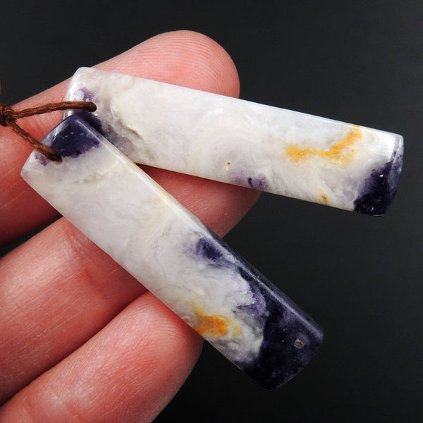 Natural Mexican Purple Opal Earring Pair Drilled Rectangle Cabochon Cab Drilled Matched Earrings Bead Pair Natural Stone E3212