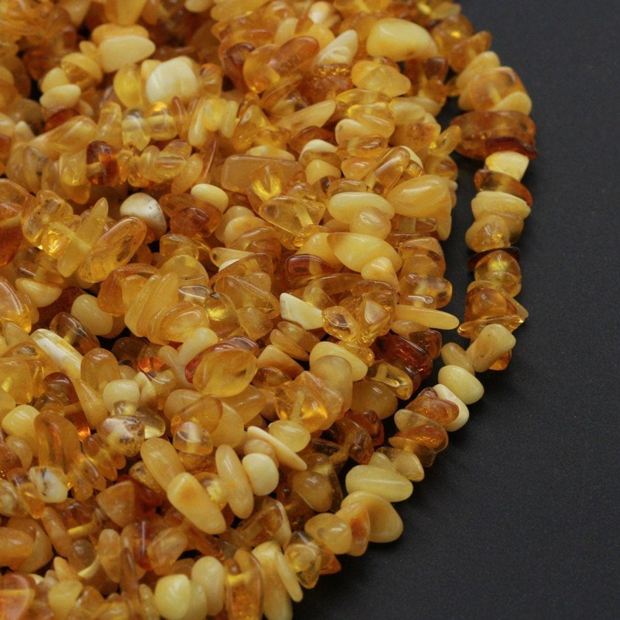 Natural Baltic Amber Beads Honey Golden Yellow Amber Freeform Nugget Long Chip Real Genuine Baltic Amber Irregular Size Polished 16" Strand