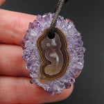 Amethyst Stalactite Flower Pendant Drilled Stalactite Slice Freeform Irregular Natural Stone Pendant P1967