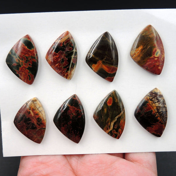 Undrilled Natural Red Creek Jasper Stone Cabochon Set Freeform Irregular Cab Picasso Jasper Cherry Creek Jasper Cabochon Set C230