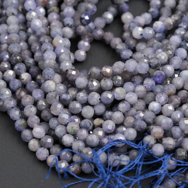 Genuine Real Natural Tanzanite Round Beads 3mm 3.5mm 4mm Faceted Micro Cut Tiny Small Faceted Round Beads Gemstone 16" Strand