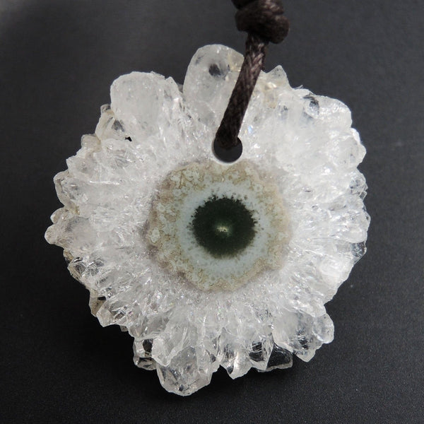 Amethyst Stalactite Flower Pendant Drilled Stalactite Slice Freeform Irregular Natural Stone Pendant P1966