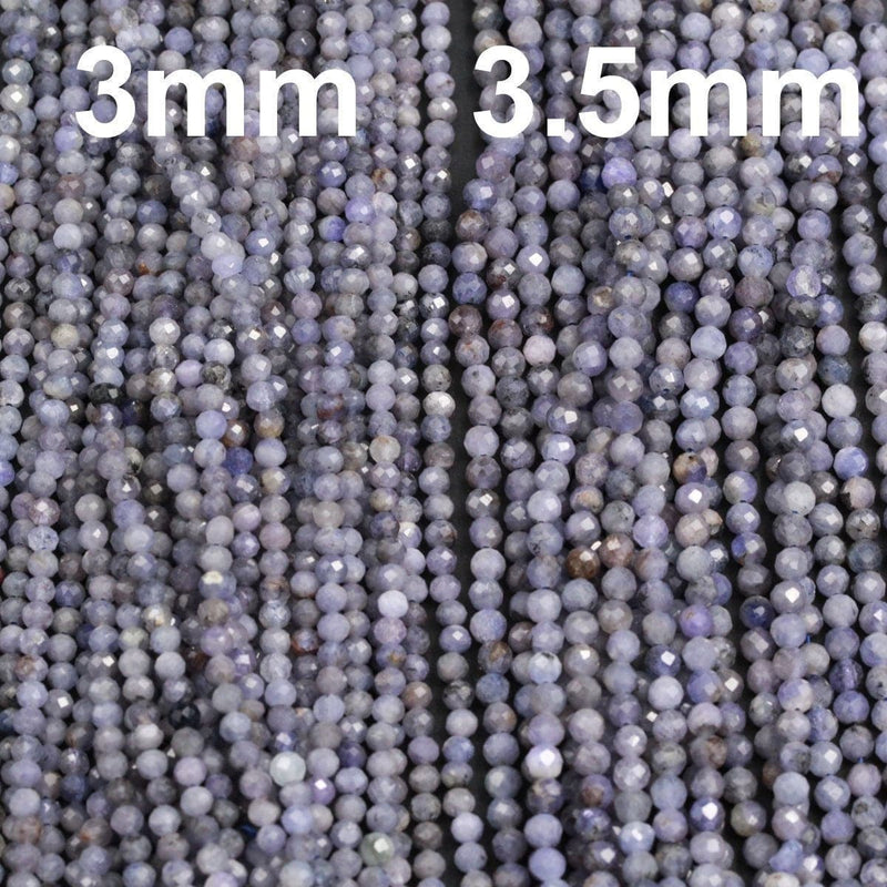 Genuine Real Natural Tanzanite Round Beads 3mm 3.5mm 4mm Faceted Micro Cut Tiny Small Faceted Round Beads Gemstone 16" Strand