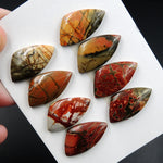 Undrilled Natural Red Creek Jasper Stone Cabochon Set Freeform Irregular Cab Picasso Jasper Cherry Creek Jasper Cabochon Set C215