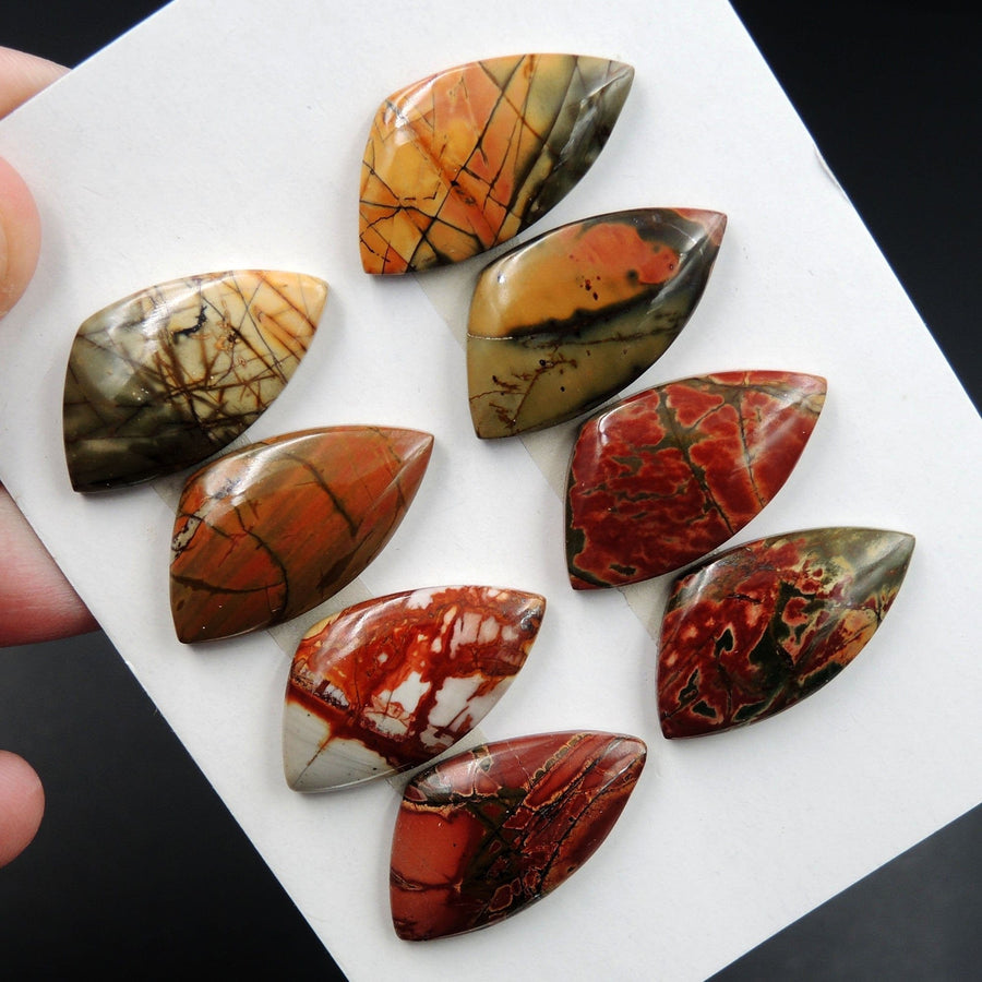 Undrilled Natural Red Creek Jasper Stone Cabochon Set Freeform Irregular Cab Picasso Jasper Cherry Creek Jasper Cabochon Set C215