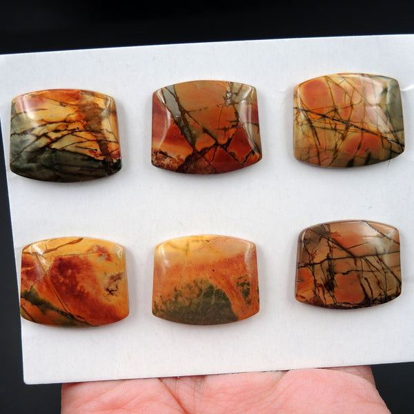 Undrilled Natural Red Creek Jasper Stone Cabochon Set Freeform Irregular Cab Picasso Jasper Cherry Creek Jasper Cabochon Set C220