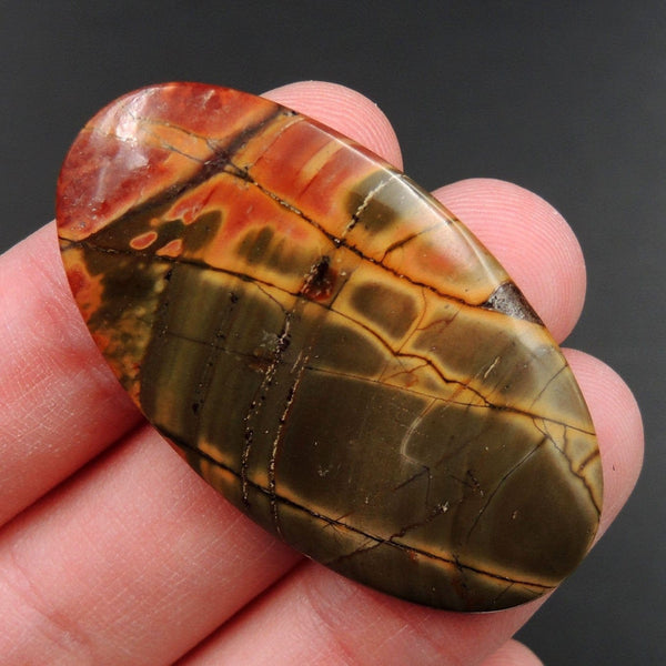 Red Creek Jasper Undrilled Multicolored Oval Natural Stone Cabochon Cab C191