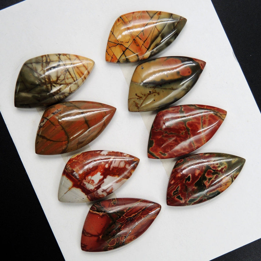 Undrilled Natural Red Creek Jasper Stone Cabochon Set Freeform Irregular Cab Picasso Jasper Cherry Creek Jasper Cabochon Set C215