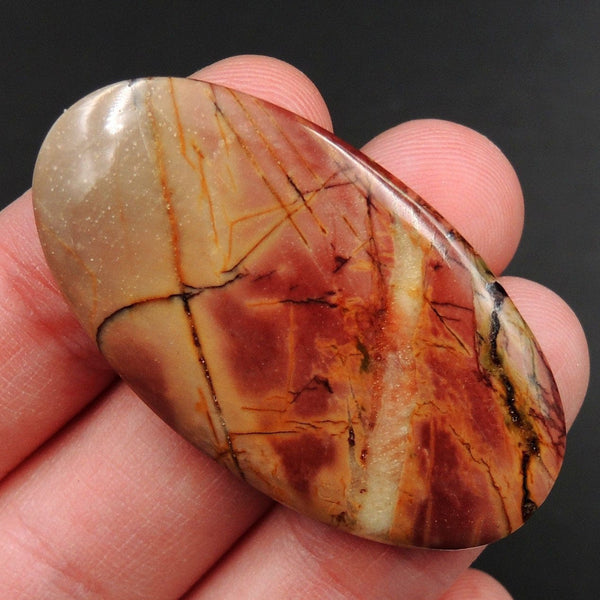Red Creek Jasper Undrilled Multicolored Oval Natural Stone Cabochon Cab C199
