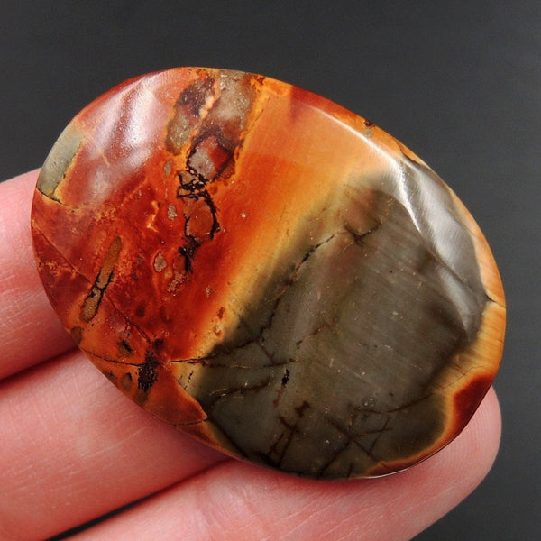 Red Creek Jasper Undrilled Multicolored Oval Natural Stone Cabochon Cab C185
