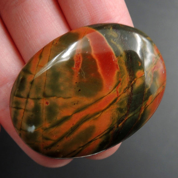 Red Creek Jasper Undrilled Multicolored Oval Natural Stone Cabochon Cab C188