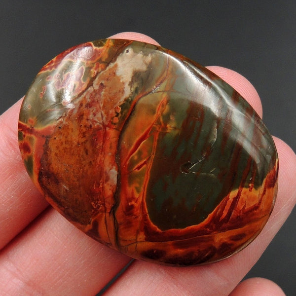 Red Creek Jasper Undrilled Multicolored Oval Natural Stone Cabochon Cab C171