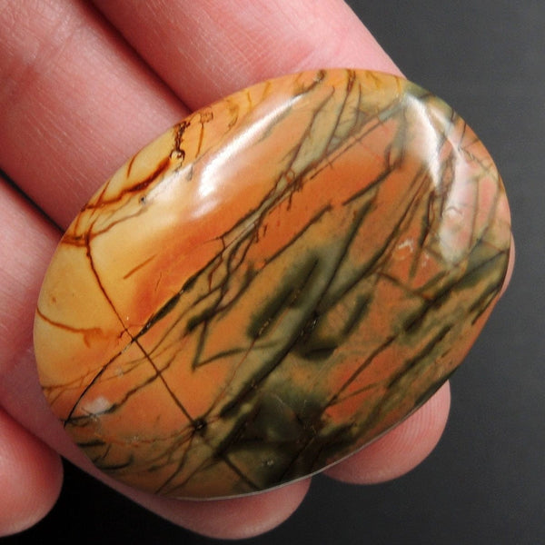 Red Creek Jasper Undrilled Multicolored Oval Natural Stone Cabochon Cab C181