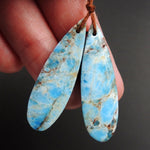Natural Robin's Egg Turquoise Blue Apatite Earring Pair Teardrop Cabochon Cab Drilled Matched Earrings Bead Pair Teardrop Gemstone E3181