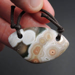 Ocean Jasper Pendant Natural Ocean Jasper Pendant Yellow White Green Drilled Two Hole Pendant P1269