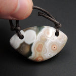 Ocean Jasper Pendant Natural Ocean Jasper Pendant Yellow White Green Drilled Two Hole Pendant P1269