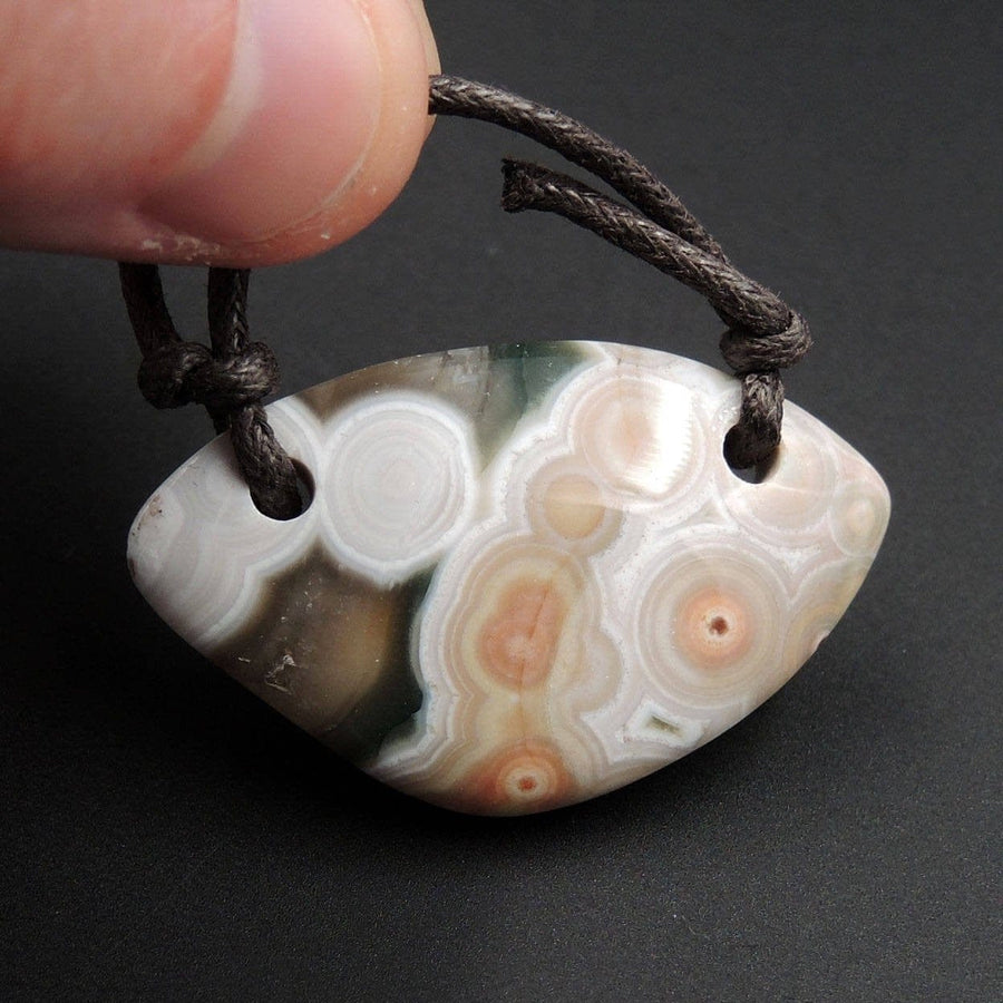 Ocean Jasper Pendant Natural Ocean Jasper Pendant Yellow White Green Drilled Two Hole Pendant P1269