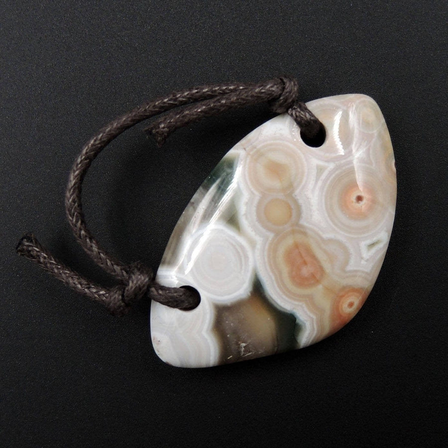 Ocean Jasper Pendant Natural Ocean Jasper Pendant Yellow White Green Drilled Two Hole Pendant P1269