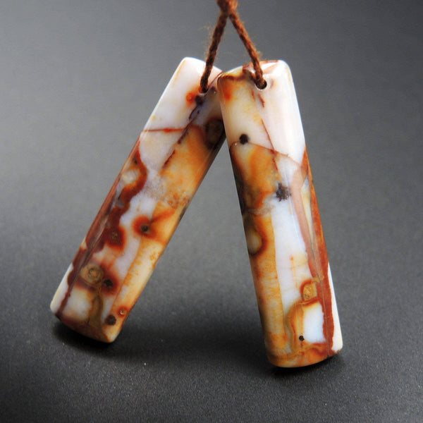 Natural Polka Dot Agate Earring Pair Cabochon Cab Pair Drilled Matched Earrings Bead Pair E1573