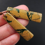 Drilled Natural Green Canyon Jasper Earring Pair Rectangle Cabochon Cab Pair Drilled Matched Earrings Bead Pair E3151