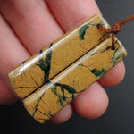 Drilled Natural Green Canyon Jasper Earring Pair Rectangle Cabochon Cab Pair Drilled Matched Earrings Bead Pair E3151