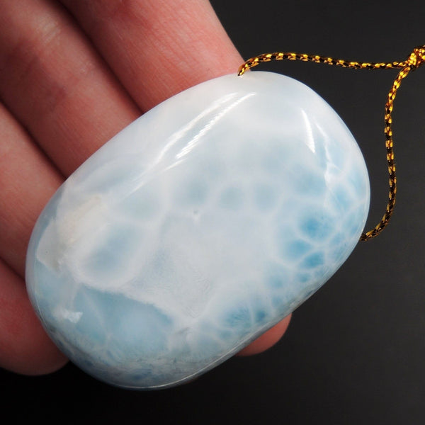 Natural AAA+ Quality Blue Larimar Pendant Stone Side Drilled Freeform Irregular Pendant Hand Cut Large Focal Bead Stone P1953