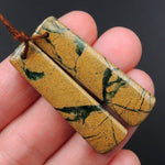 Drilled Natural Green Canyon Jasper Earring Pair Rectangle Cabochon Cab Pair Drilled Matched Earrings Bead Pair E3151