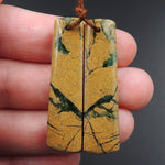 Drilled Natural Green Canyon Jasper Earring Pair Rectangle Cabochon Cab Pair Drilled Matched Earrings Bead Pair E3151