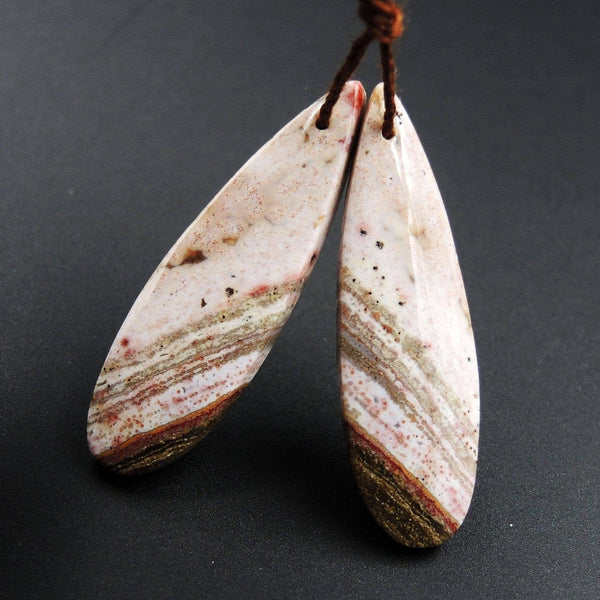 Ocean Jasper Earring Pair Teardrop Cabochon Cab Pair Drilled Matched Earrings Bead Pair Natural Stone E2482
