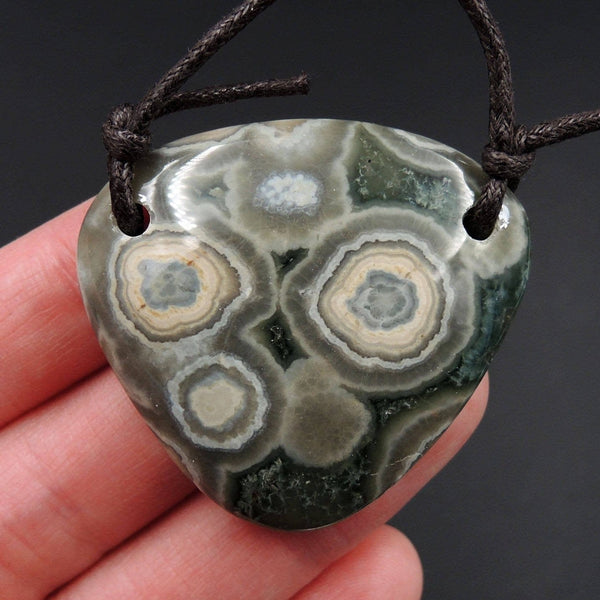 Ocean Jasper Pendant Natural Ocean Jasper Pendant Yellow Grey White Green Drilled Two Hole Pendant P1272