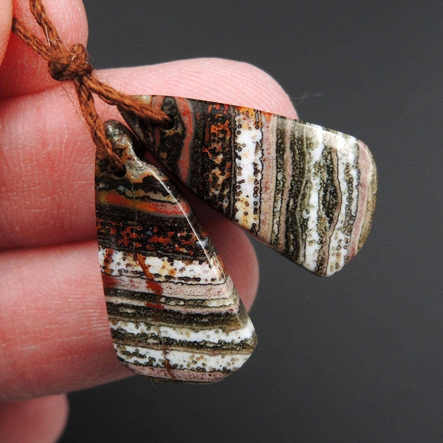Ocean Jasper Earring Pair Triangle Cabochon Cab Pair Drilled Matched Earrings Bead Pair Natural Stone E2493