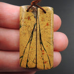 Drilled Natural Green Canyon Jasper Earring Pair Rectangle Cabochon Cab Pair Drilled Matched Earrings Bead Pair E3154