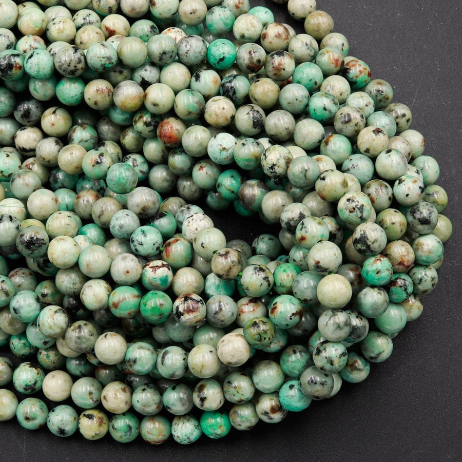 African Turquoise 6mm 8mm Round Beads High Quality AAA Grade Natural Turquoise Gemstone Soft Blues Greens 16" Strand