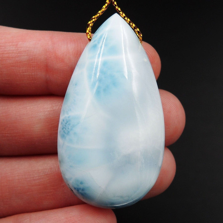 Natural AAA+ Quality Blue Larimar Pendant Stone Side Drilled Teardrop Pendant Hand Cut Large Focal Bead Stone P1947