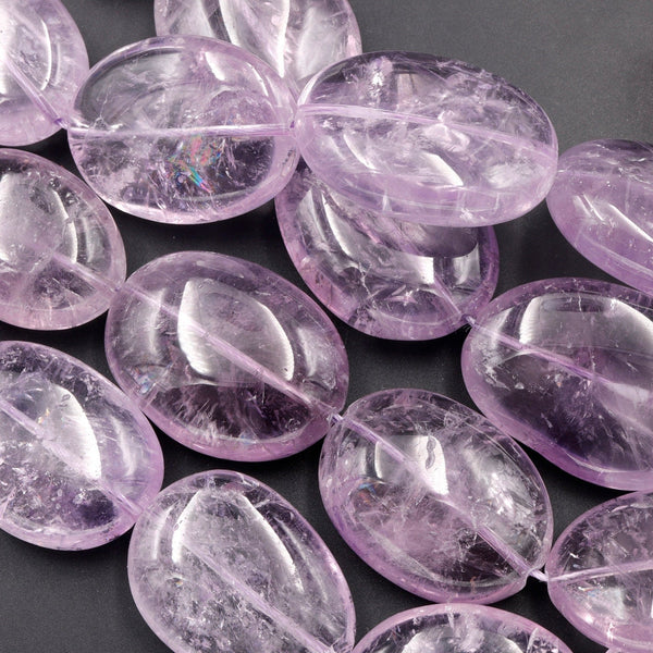 Huge Natural Amethyst Beads 30mm Large Puffy Oval Egg Rounded Nugget Real Genuine Natural Purple Amethyst Gemstone 16" Strand