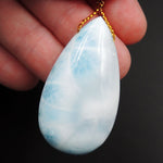 Natural AAA+ Quality Blue Larimar Pendant Stone Side Drilled Teardrop Pendant Hand Cut Large Focal Bead Stone P1947