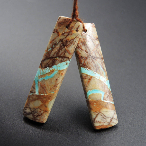 Natural Turquoise From Royston Nevada Cabochon Cab Pair Drilled Matched Earrings Bead Pair E1499