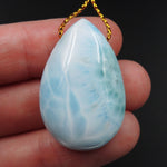 Natural AAA+ Quality Blue Larimar Pendant Stone Side Drilled Teardrop Pendant Hand Cut Large Focal Bead Stone P1945