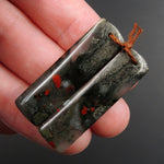 Drilled Earring Pair Stone Natural African Bloodstone Pyrite Matched Cabochon Pair Cab Pair Symmetrical Rectangle Shaped Earring Beads E3094